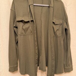 Maurices Khaki Waffle Knit Cardigan – Cozy Open Front Layering Piece (Women's M)